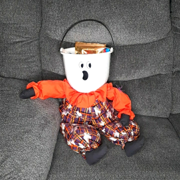 Other - Scarecrow Candy Holder, bucket head to hold your Halloween treats on your porch
